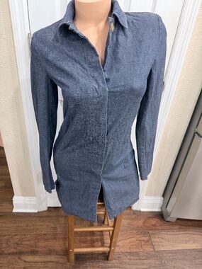 Polo Jeans Co Ralph Lauren Denim Shirt Dress S Fitted Y2K Made in Hong Kong